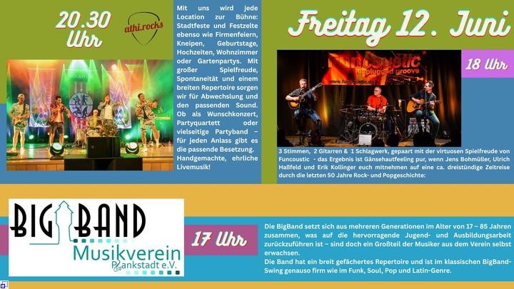 Beim Ortsmittefest spielen freitags, 12.6.26, die BigBand, Funcoustic und athi.rocks Beim Ortsmittefest spielen freitags, 12.6.26, die BigBand, Funcoustic und athi.rocks