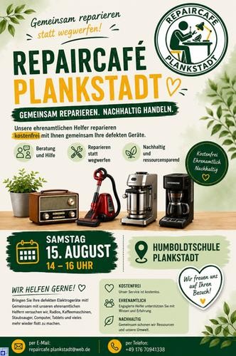 Das Repaircafé findet in der Humboldtschule am 15. August, 14-16 Uhr statt.